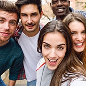 Group of young men and women