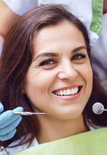 Closeup of woman smiling during dental checkup