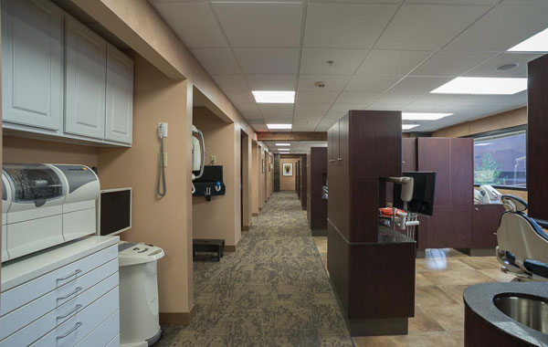 hallway with exam room