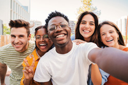 selfie of young adults having fun together 
